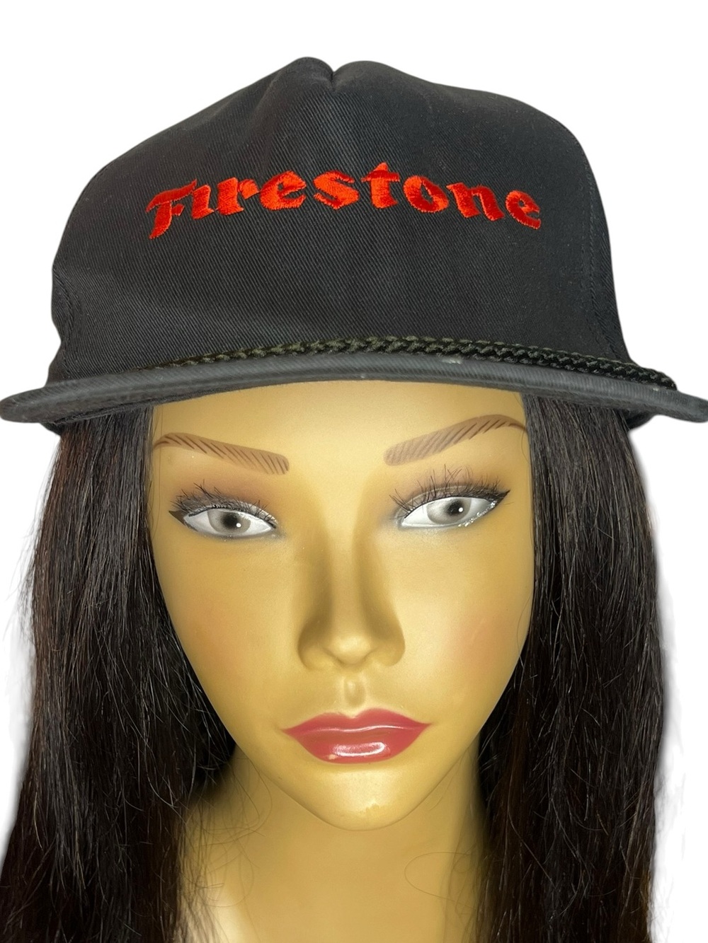 Vintage Firestone Snapback Hat USA Made Spellout Sportswear Embroidered Cap